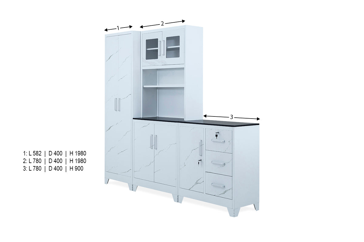 Marble Finish Steel Kitchen Unit - 10-207