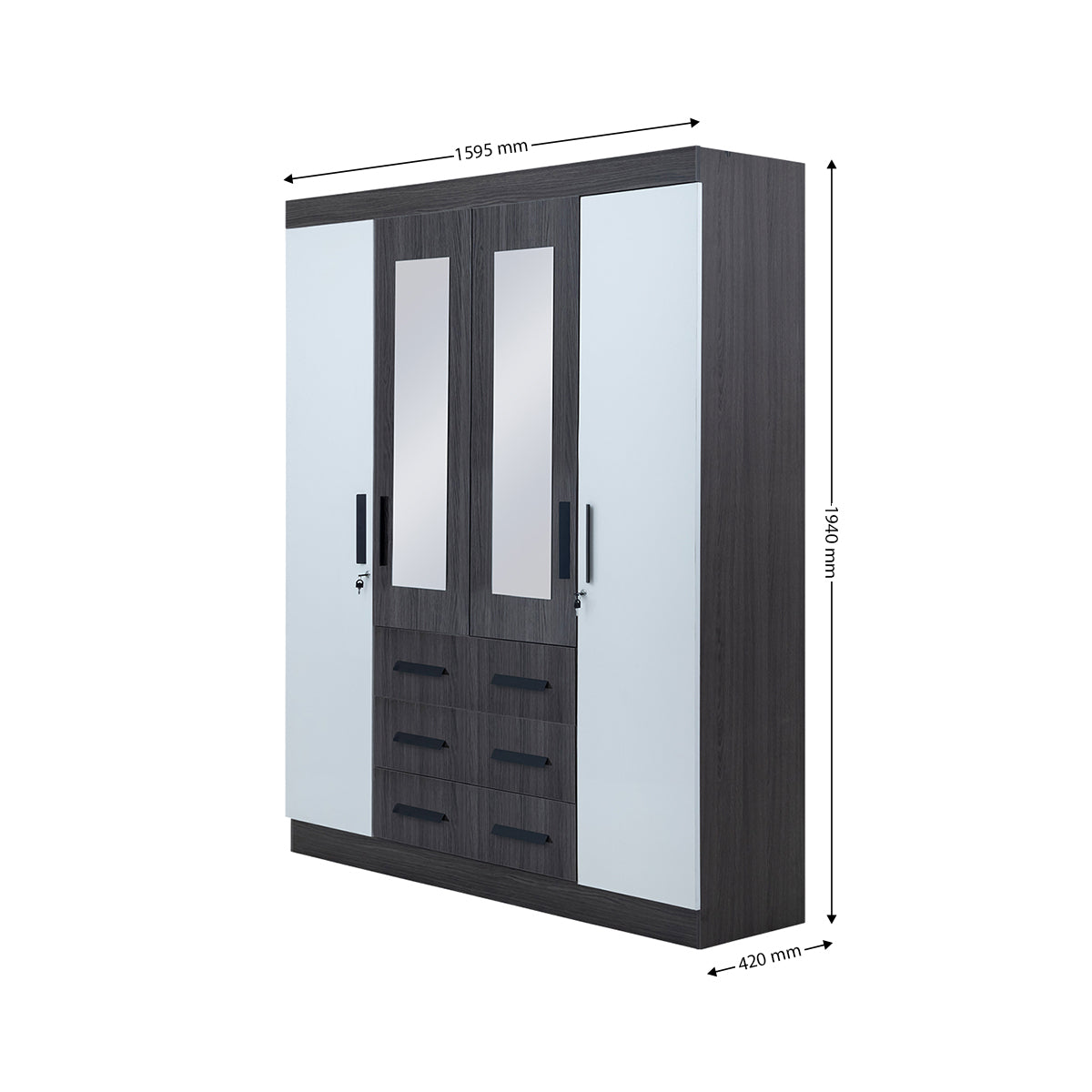 Rome 4 Door Wardrobe with Mirrors - 1-274