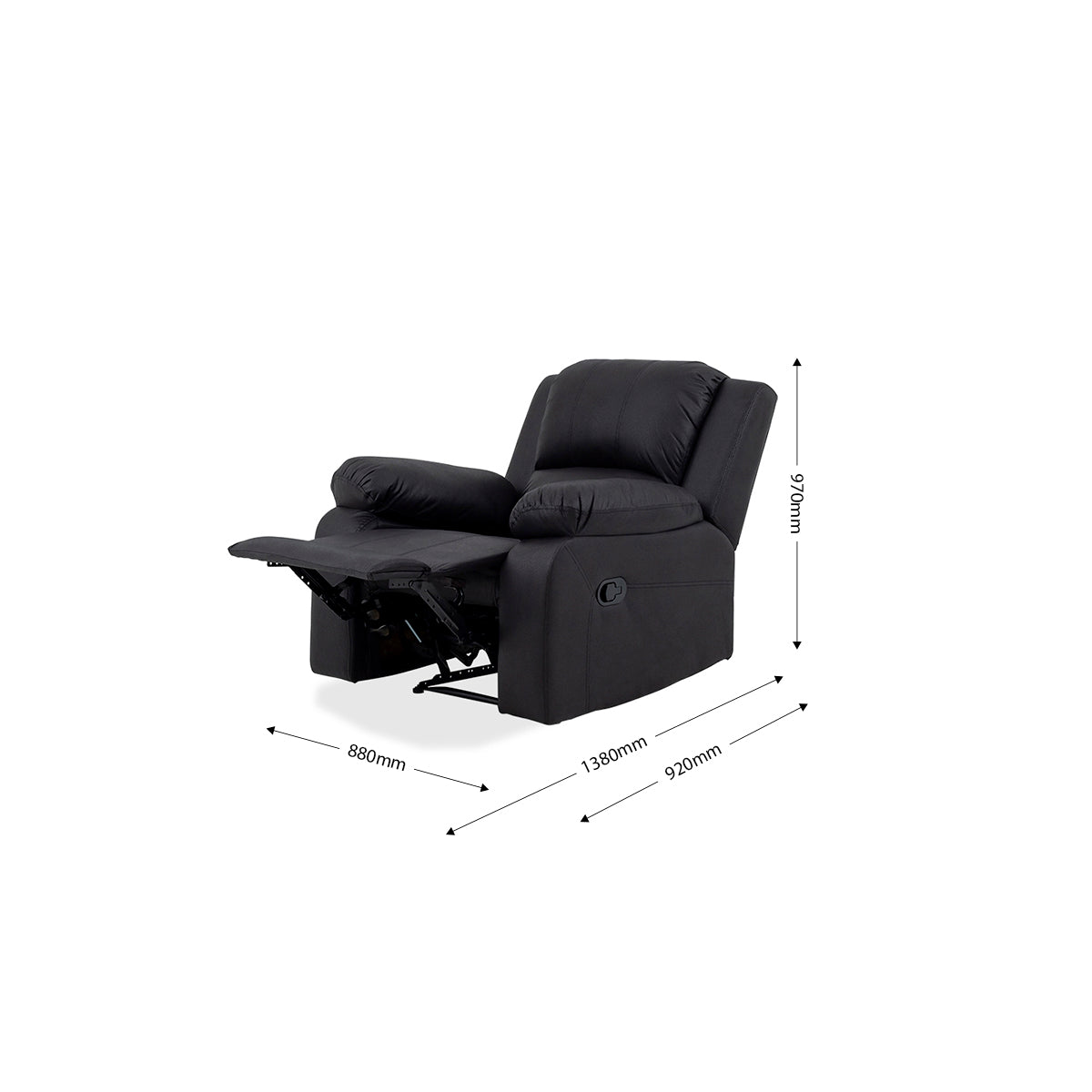 Jasmine Leather Touch 3 Seater Lounge Suite with Recliners - 9-979