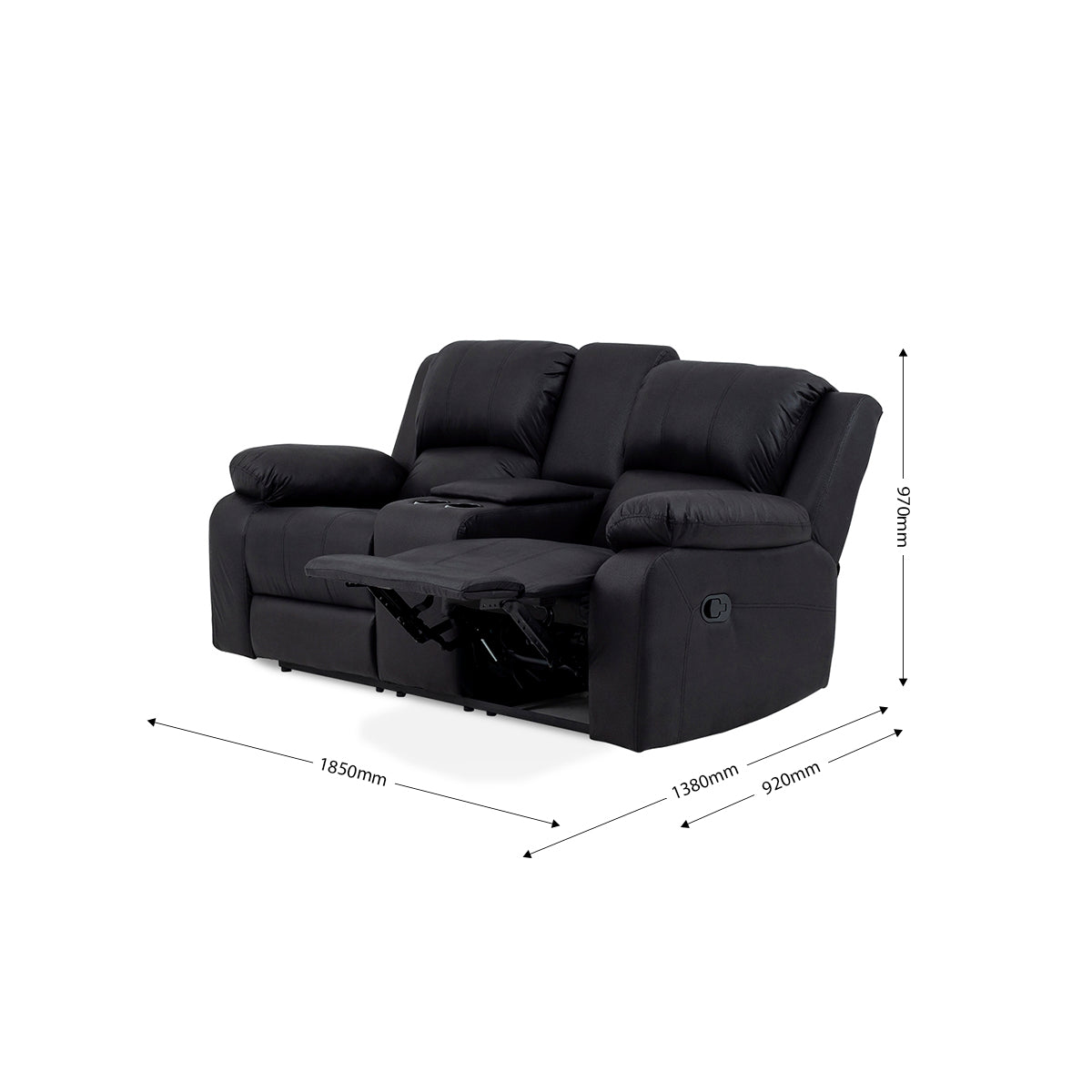 Jasmine Leather Touch 3 Seater Lounge Suite with Recliners - 9-979