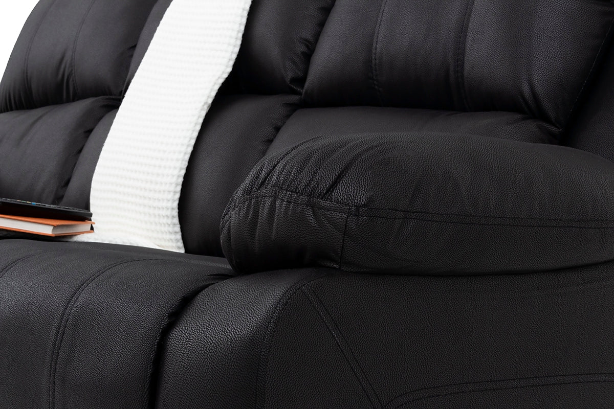 Jasmine Leather Touch 3 Seater Lounge Suite with Recliners - 9-979