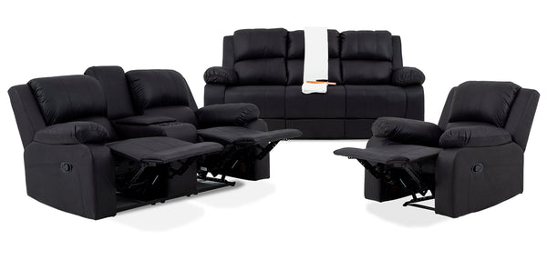 Jasmine Leather Touch 3 Seater Lounge Suite with Recliners