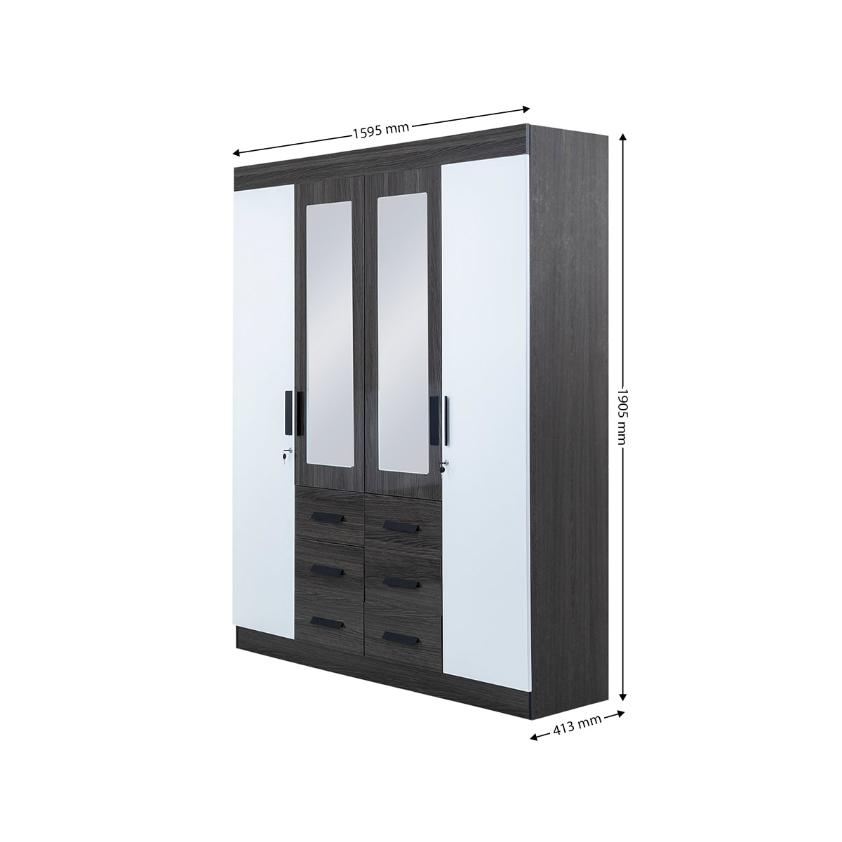 Rome 4 Door Wardrobe with Mirrors - 1-274