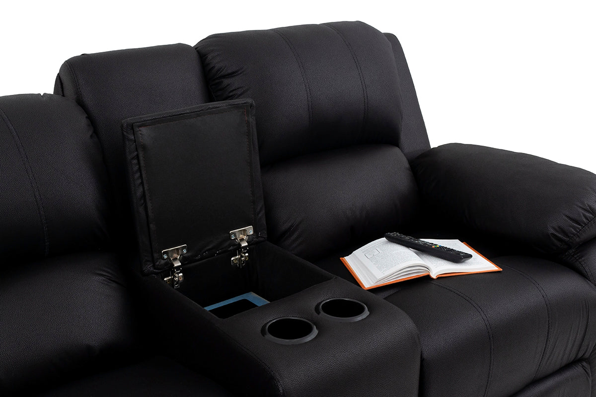 Jasmine Leather Touch 3 Seater Lounge Suite with Recliners - 9-979