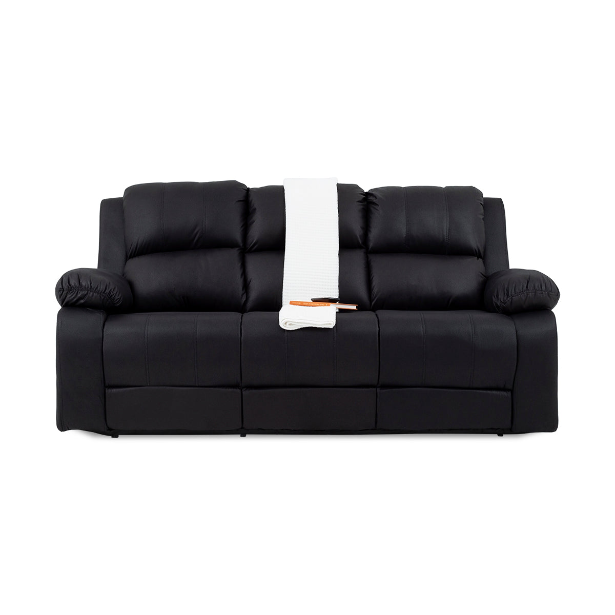 Jasmine Leather Touch 3 Seater Lounge Suite with Recliners - 9-979