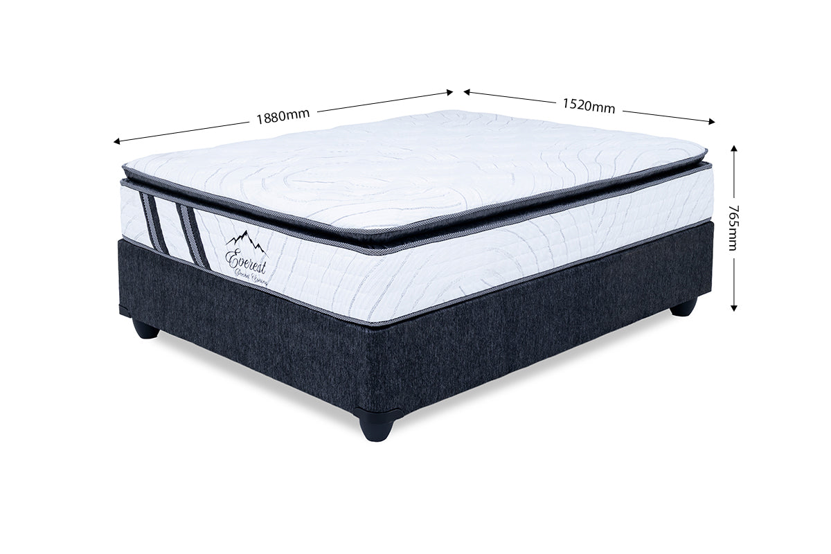 Everest Pocket Spring Pillow Top Queen Mattress and Base Set - 7-482