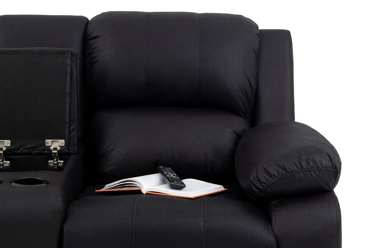 Jasmine Leather Touch 3 Seater Lounge Suite with Recliners - 9-979