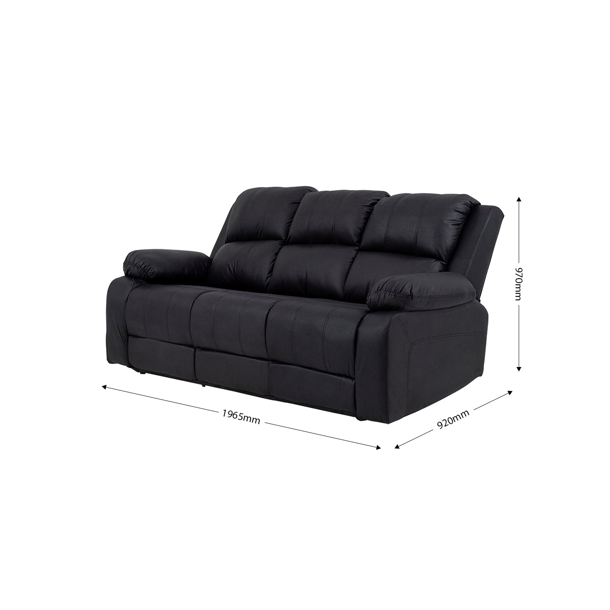 Jasmine Leather Touch 3 Seater Lounge Suite with Recliners - 9-979