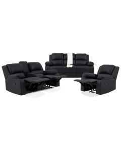 Jasmine Leather Touch 3 Seater Lounge Suite with Recliners